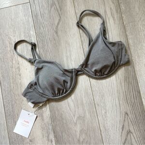 Andie (NWT) Sicily Bikini Top Silver (Small) underwire sparkly beach swim summer
